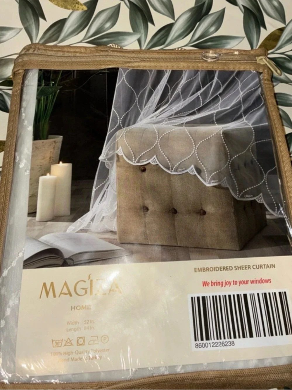 Home White Embroidered Sheer Curtain